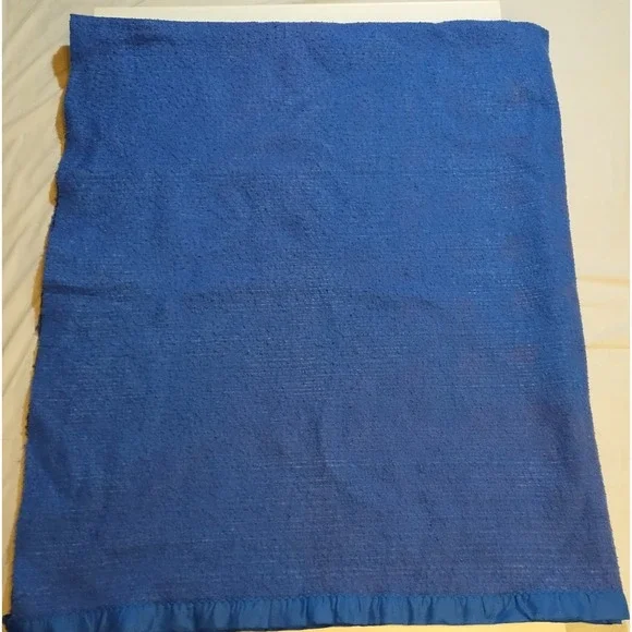 Vintage Blue Purple Acrylic Twin Blanket‎ Satin Trim 86x74 - Picture 10 of 10